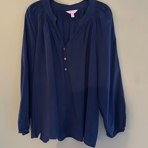 Lilly Pulitzer XL silk Elsa in true navy